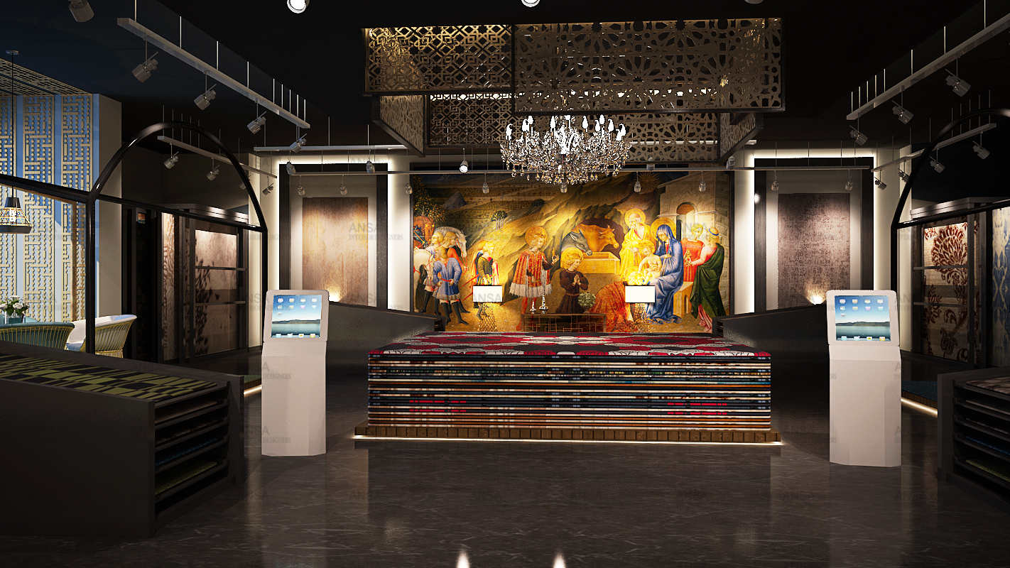 golden textile showroom interior design in Panipta