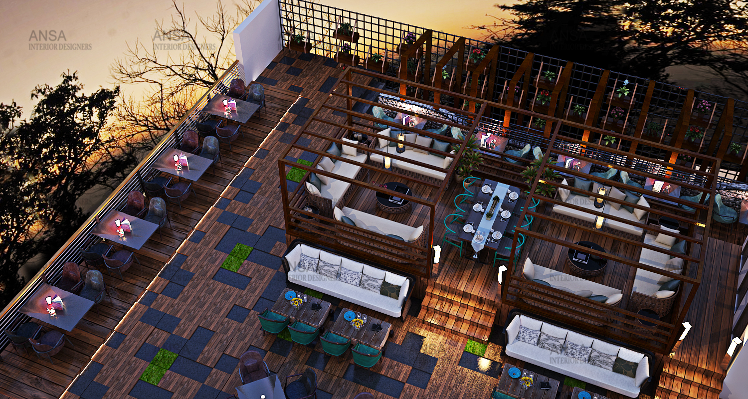 rooftop restaurant interior design in delhi