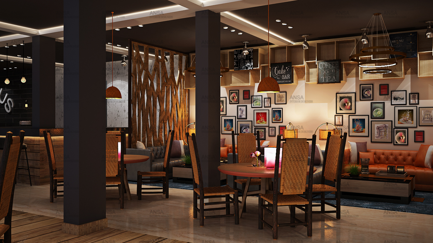 Coffee and tea bar restaurant interior design at Janakpuri.