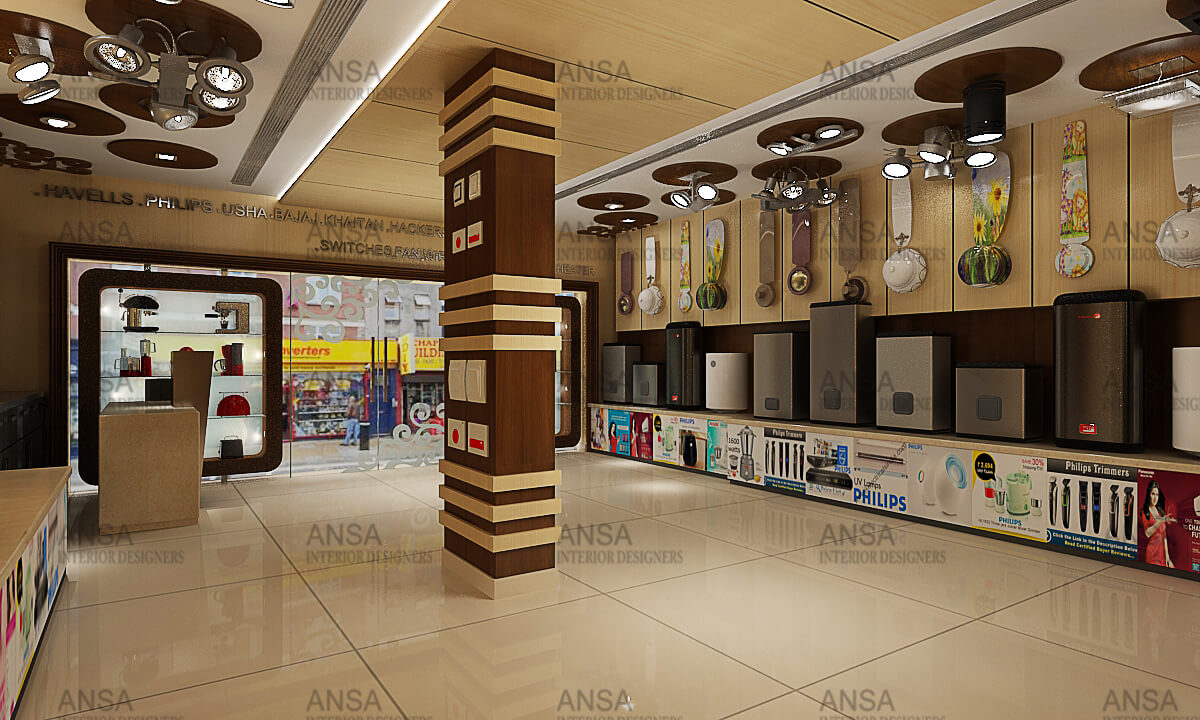 interior design of showroom in tilak nagar by ansa interiors