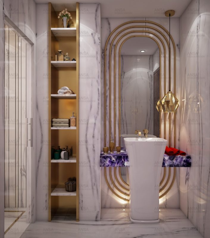 white marble bathroom interior designing